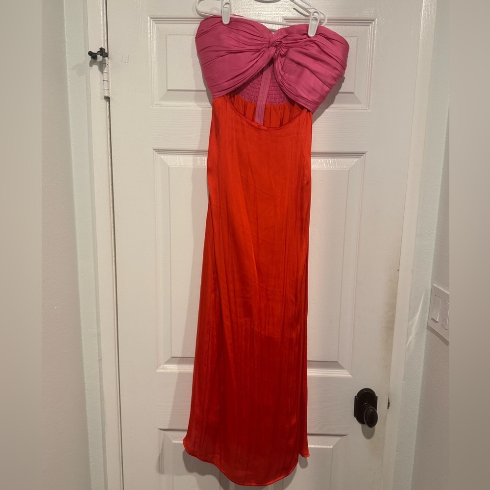 Pink and Red Strapless Midi Dress - Size M. Worn once.